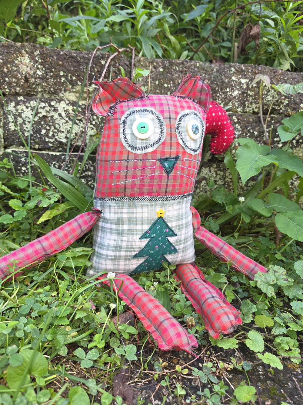 Dumpster Dollies OOAK Art Doll Myrtle Mistletoe Christmas Cat Primitive Folk Art
